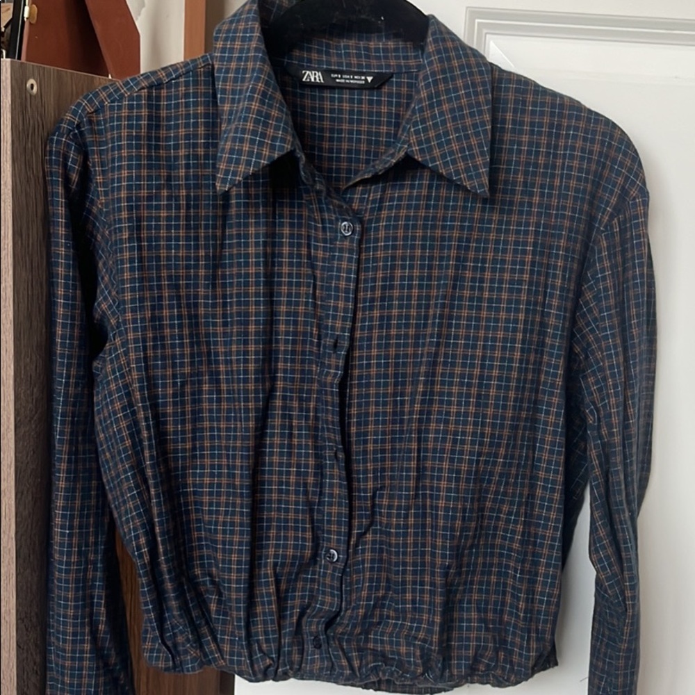 Zara Cropped Sinched Waist Flannel